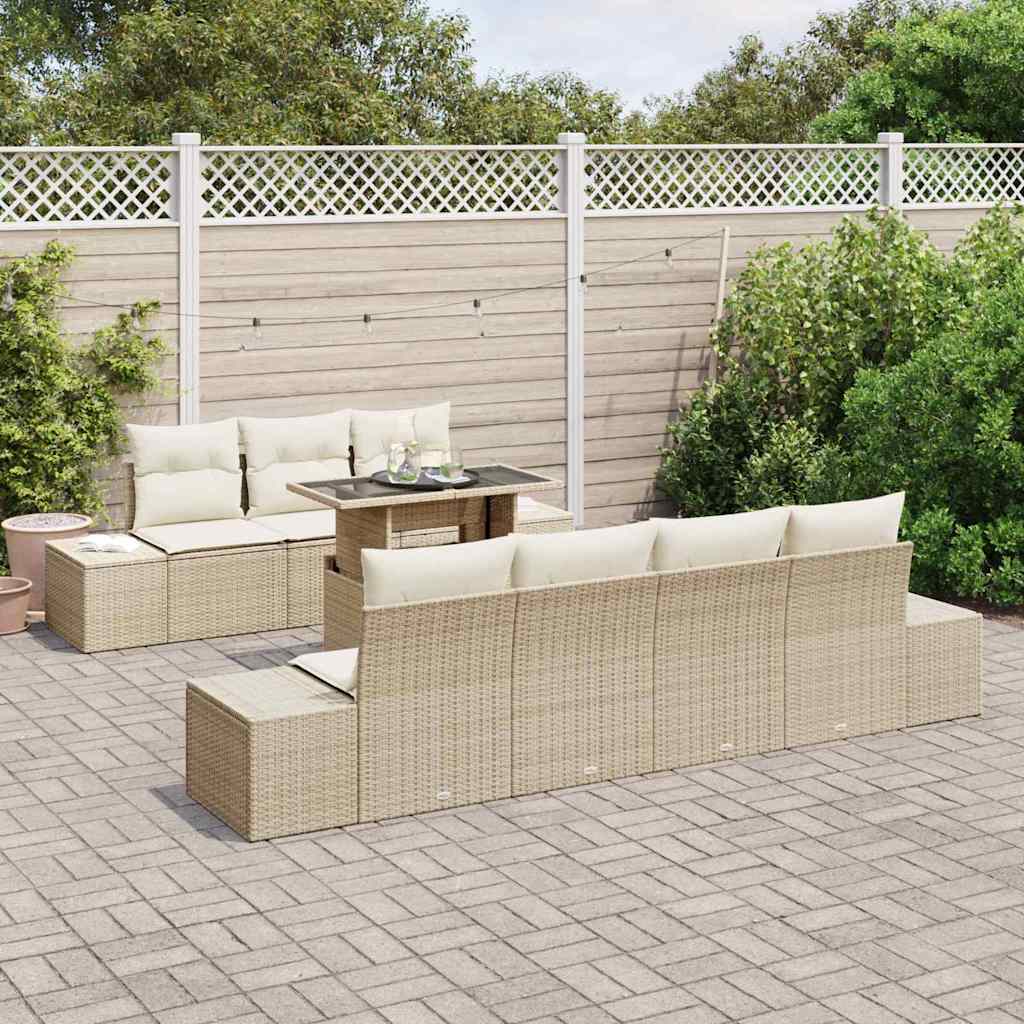 Garten-Sofa-Set 8 pcs Beige und Creme 100 x 55 x 73 cm